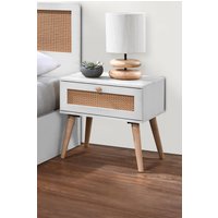 Time4sleep Frances Rattan White 1 Drawer Bedside