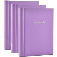 Arpan 3 x Self Adhesive Photo Albums Totaling 108 Sheets 216 Sides Padded Leather Style Finish in Purple