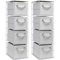 Arpan 4-Drawer Storage Unit Ideal for Home/Office/Bedrooms (4-Drawer 18x25x65cm) Pack of 2 in White | Size: 18 x 25 x 65 cm