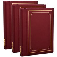 Arpan 3 x Self Adhesive Photo Albums Totaling 108 Sheets 216 Sides Padded Leather Style Finish in Red
