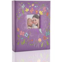 Arpan Fashion Design 200 Holds Photo Album for 5"X7(13X18cm) Photo with Window (Cream-Flower) in Purple | Size: 13X18 cm