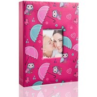 Arpan Fashion Design 200 Holds Photo Album for 5"X7(13X18cm) Photo with Window (Cream-Flower) in Pale Pink | Size: 13X18 cm