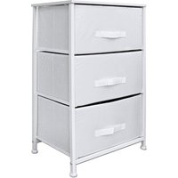 Clarisworld 3 Drawers Storage Tower Dresser - Wood Top, Sturdy Steel Frame, Organizer Unit for Bedroom, Hallway, Entryway, Closets - Laminated Fabric