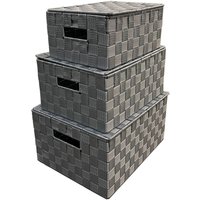 Arpan Storage Baskets Boxes Set of 3 Grey Nylon Hand Woven