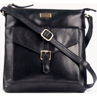 Assots London Women's 'HOXTON' Vintage Real Leather Crossbody Sling Bag in Black