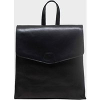 Assots London Women's MARGARET' Natural Grain Polished Leather Flap Over Backpack in Black