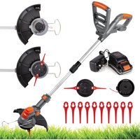 Terratek 20V 2 in 1 Electric Cordless Grass Strimmer Garden Trimmer 1 Battery & 12 Blades & Spool Included in Orange
