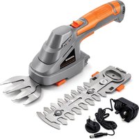 Terratek Hand Held Cordless Hedge Trimmer 2 In 1 Topiary Shears Li Ion Battery 7.2V in Grey