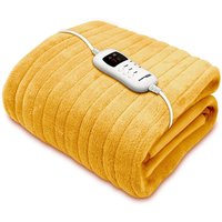 Dreamcatcher Deluxe Electric Throw Heated Double Over Blanket Soft Fleece Timer in Gold