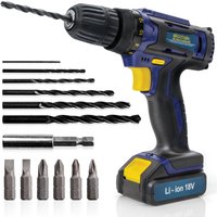 Cordless Drill Driver 18/20V Max Li-ion Drill Bit Set - 13 Pc Kit Battery And Charger Included, Blue