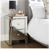 Birlea Seville 2 Drawer Bedside Mirrored in Silver