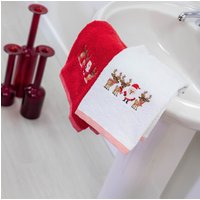 Allure Bath Fashions Christmas Santa Hand & Tea Towel Set - 2 Pack in Red