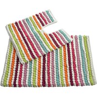Allure Bath Fashions Chunky Bobble Striped Two Piece Bath Mat Set