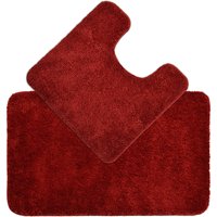Allure Bath Fashions Deep Pile Microfibre Non Slip Bath Mat Set in Burgundy