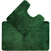 Allure Bath Fashions Deep Pile Microfibre Non Slip Bath Mat Set in Dark Green