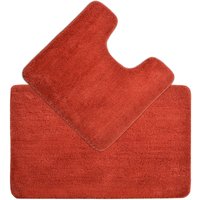 Allure Bath Fashions Deep Pile Microfibre Non Slip Bath Mat Set in Terracotta