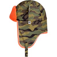 Little Hotdog Watson Arctic Cub Camo Orange Trapper Hat in Dark Green | Size: 18-36 m