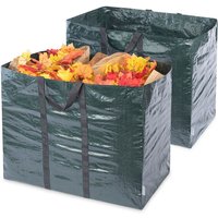 LIVIVO 150L Garden Waste Bags Set of 2 Heavy Duty Reusable Waterproof Garden Bags with Handles Collapsible in Dark Green
