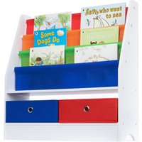 LIVIVO Children Bookcase Storage Rainbow Kids Sling Bookshelf with Toy Storage Boxes Nursery Bedroom