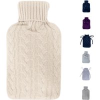 LIVIVO Cable Knit Hot Water Bottle - Grey in Cream