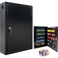 Lumberjack Key Cabinet Secure Storage for 100 Keys with Lock & Adjustable Hooks in Black