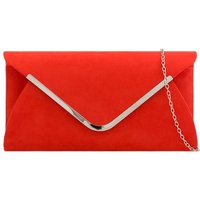 D2C Women's Velvet Envelope Clutch with Metal Detail in Scarlet