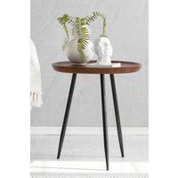 MH London 'Chervey' Side Table Solid Wood Bedside Table With Black Tri-Pin Legs in Walnut