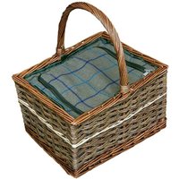 Red Hamper Wicker Yorkshire Picnic Basket with Fitted Cooler in Green