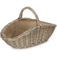 Red Hamper Wicker Antique Wash Harvesting Basket in Grey | Size: Small