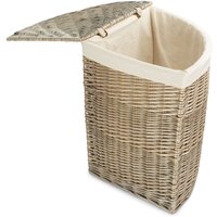 Red Hamper Cotton Lined Antique Wash Wicker Laundry Basket in Brown