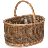 Red Hamper Wicker Country Oval Shopping Basket in Natural | Size: Large