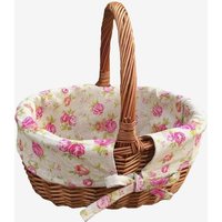 Cotton Lined Wicker Double Steamed Oval Shopping Basket