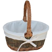 Red Hamper Wicker Lined Country Oval Shopping Basket in White | Size: Small