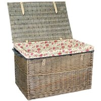 Red Hamper Wicker Large Antique Wash Storage Basket in Red