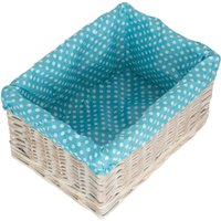 Red Hamper Wicker Blue Spotty Lined Open Storage Basket | Size: Small