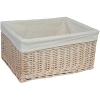 Red Hamper Wicker White Lined Storage Basket | Size: Small
