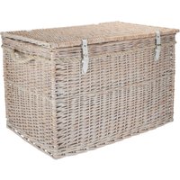 Red Hamper Wicker Large White Wash Finish Storage Basket in Off-White