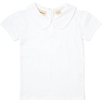 Dotty Dungarees Plain White Short Sleeve Plain Peter Pan Top | Size: 12-18 m
