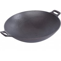 Oypla 30cm Cast Iron Non Stick Wok in Black