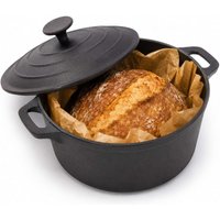 Oypla 4L Cast Iron Non Stick Casserole Dish with Lid in Black