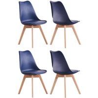 Life Interiors Set of 4 Scandinavian Dining Chairs Leather Cushions Solid Wood Legs in Royal