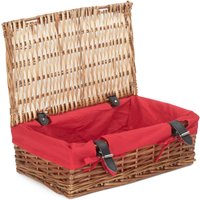 Red Hamper Wicker Empty Rectangular Gift Cotton Lined Basket in Red