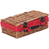 Red Hamper Wicker Small Packaging Cotton Lined Basket in Red