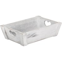 Red Hamper Vintage Heart Cut Handle Wooden Tray in Grey | Size: Small