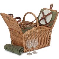 Red Hamper Wicker 2 Person Butterfly Lidded Fitted Picnic Basket in Natural
