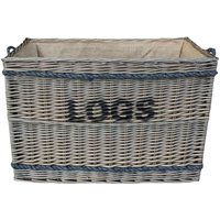 Red Hamper Wicker Large Rope Handle Log Basket in Grey