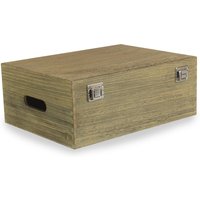Red Hamper 35cm Oak Effect Wooden Box in Brown