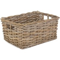 Red Hamper Rattan Rectangular Grey Rattan Storage Baskets | Size: Small