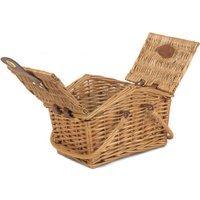 Red Hamper Wicker Light Steamed Swing Handle Hamper Picnic Basket in Brown