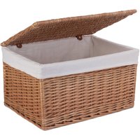 Red Hamper Wicker Light Steamed Cotton Lined Storage Basket in Brown | Size: Medium